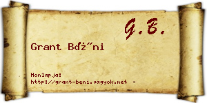 Grant Béni névjegykártya